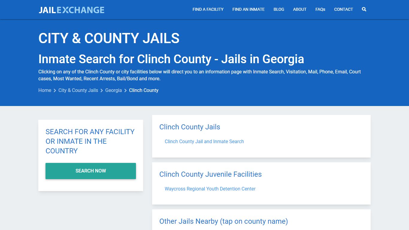 Inmate Search for Clinch County | Jails in Georgia - Jail Exchange