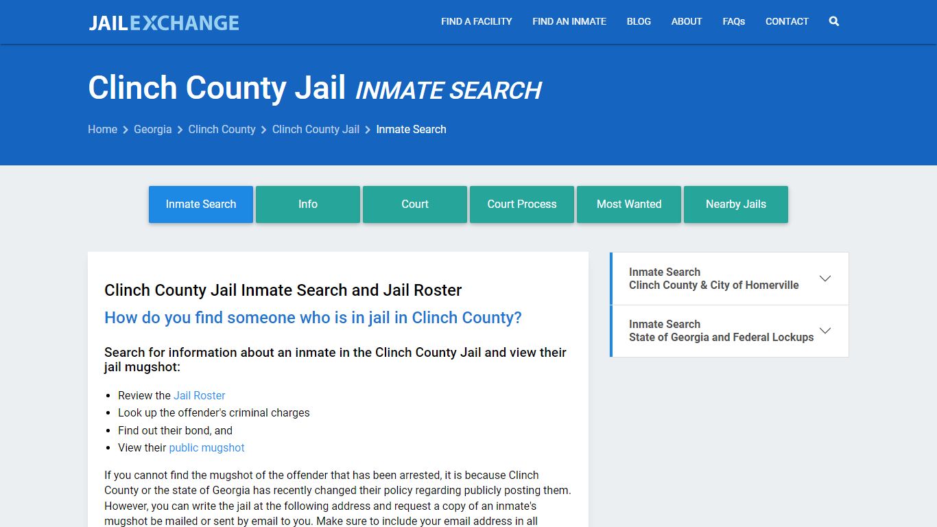 Inmate Search: Roster & Mugshots - Clinch County Jail, GA - Jail Exchange